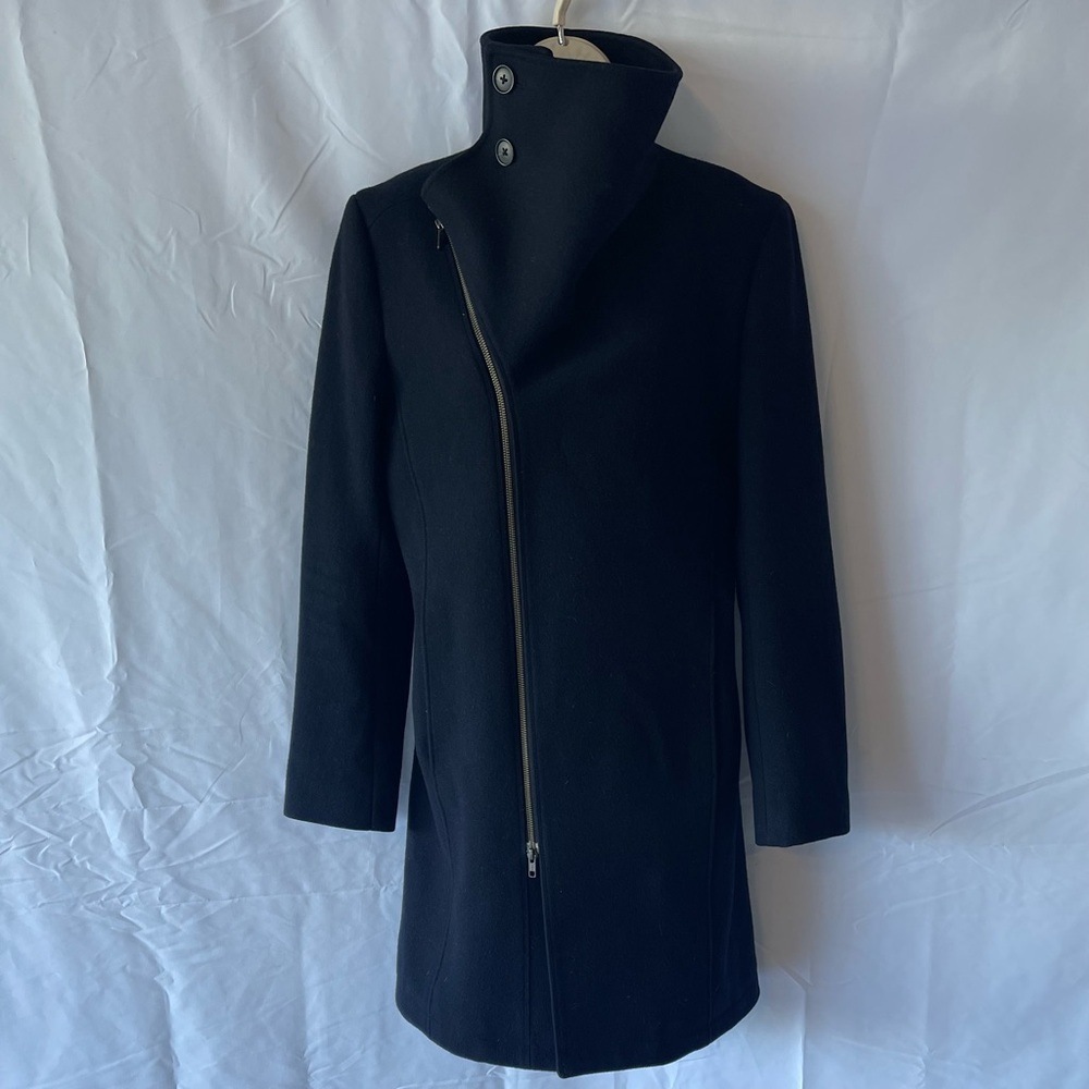 REISS Wool Blend Asymmetrical Zipper Coat - Picture 2 of 14